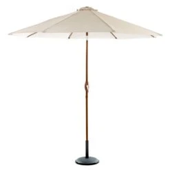 Beige Crank And Tilt Parasol With Wood Look Pole - 2.5m