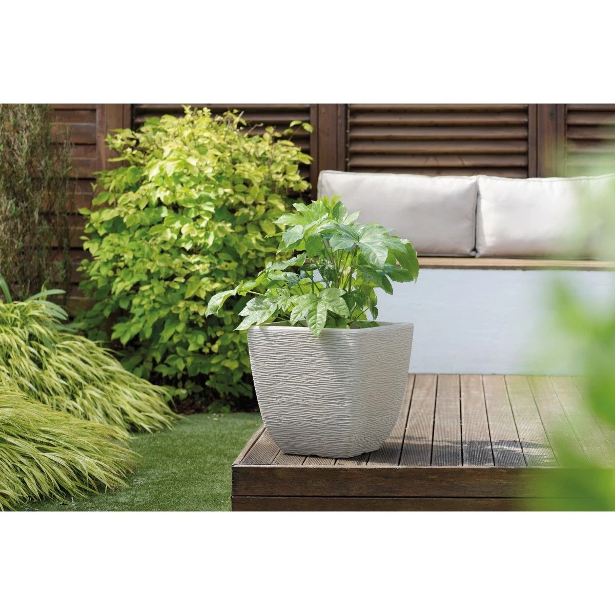 Cotswold 32cm Square Planter - Limestone Grey - Image 3