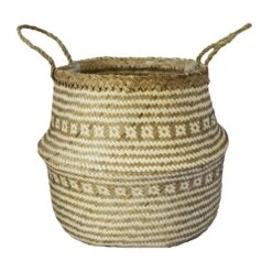 Seagrass Tribal Lined Basket - 25cm White