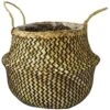 Seagrass Chevron Lined Basket - 25cm Black