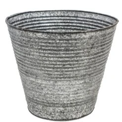 Ribbed Galvanised Planter - 32cm