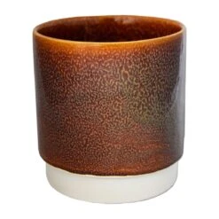 Amber Reactive Glaze Plant Pot - 19cm