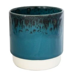 Aqua Reactive Glaze Plant Pot - 16cm