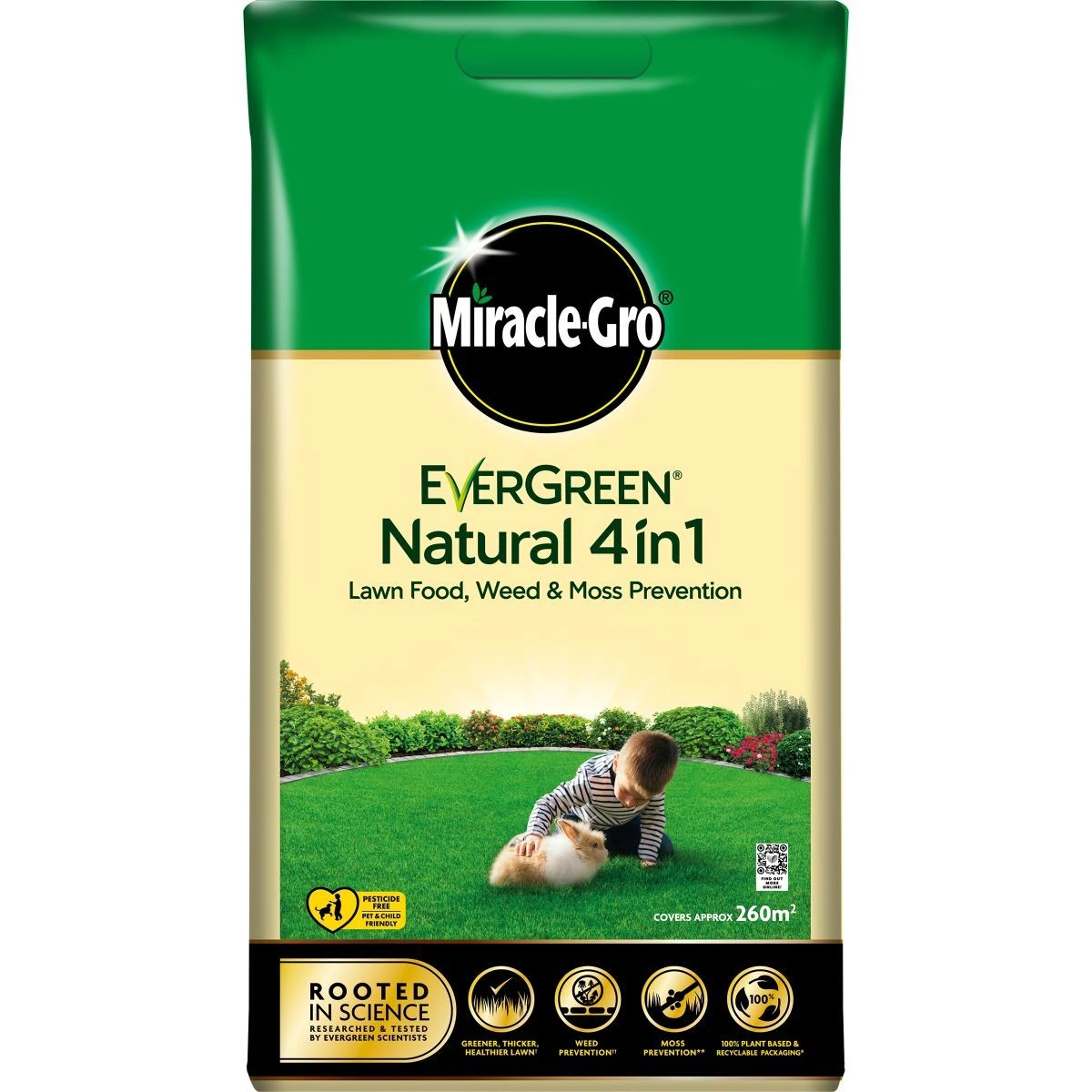 Miracle-Gro® Natural 4 In 1 Lawn Food, Weed & Moss Prevention 260m²