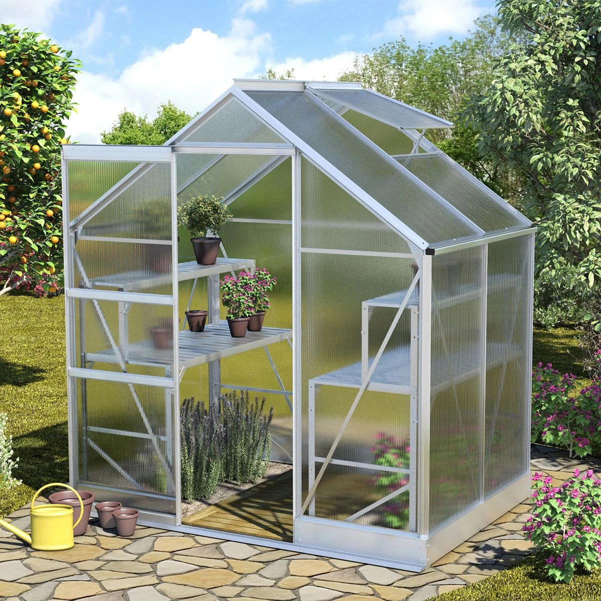 Vitavia Apollo 2500 Greenhouse - Aluminium - 6 X 4ft - Polycarbonate