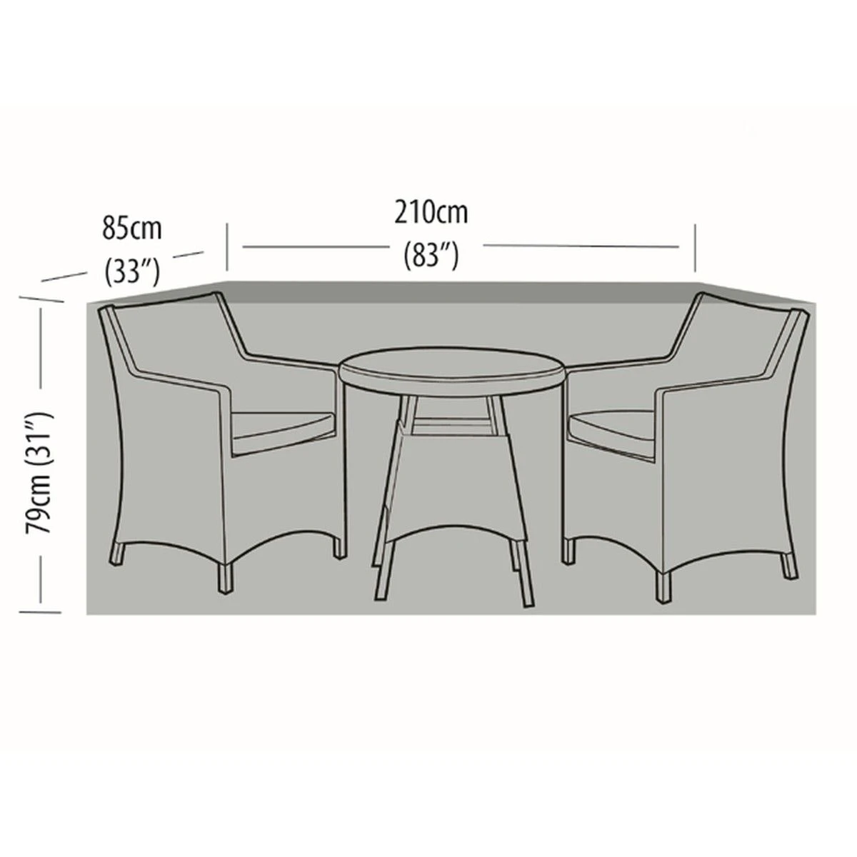 2 Seat Extra Large Bistro Set Cover - Black - Image 4