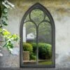 Somerley Chapel Arch Garden Mirror In New Black (112 X 61cm)
