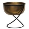 Indoor Kensington Brass Metal Round Planter On Stand - Large