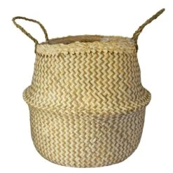 Seagrass Chevron White Lined Basket Small