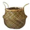 Seagrass Chevron Black Lined Basket Medium