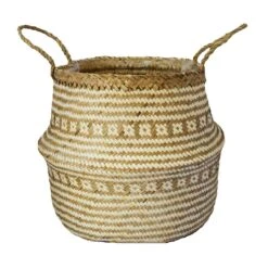 Seagrass Tribal White Lined Basket Small
