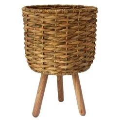 Water Hyacinth Lined Basket On Legs
