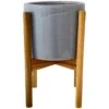 Anzio Warm Grey Planter With Wooden Stand