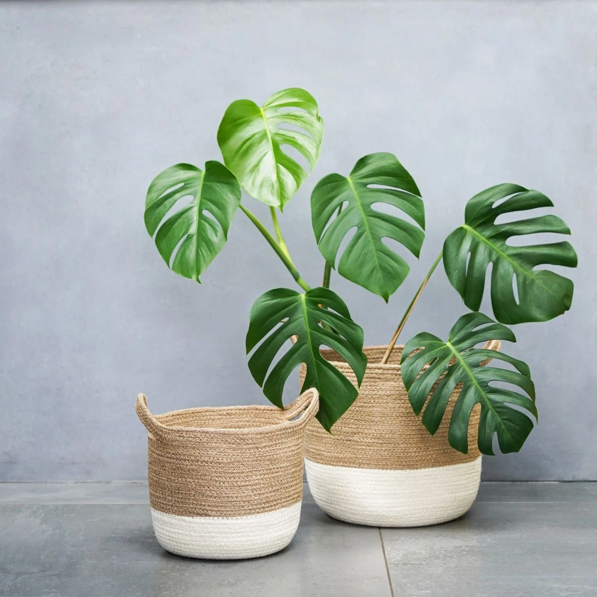 Geilo Jute White Lined Basket - Medium - Image 2