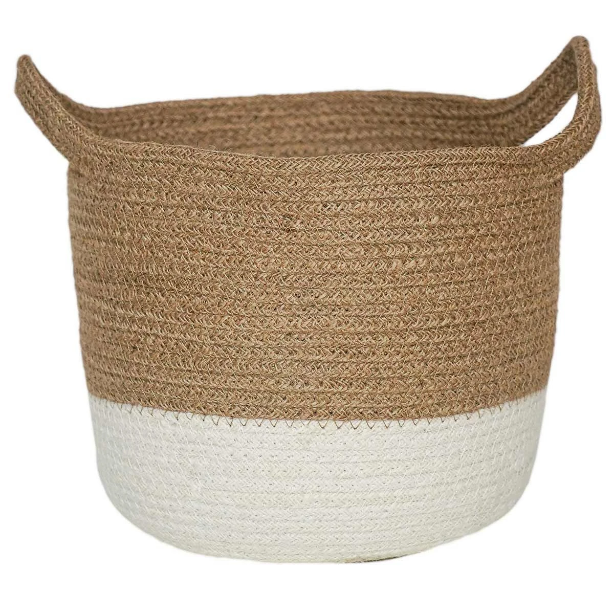 Geilo Jute White Lined Basket - Medium