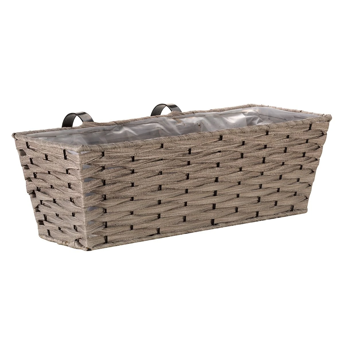 Bari Faux Rattan Planter - Soft Grey