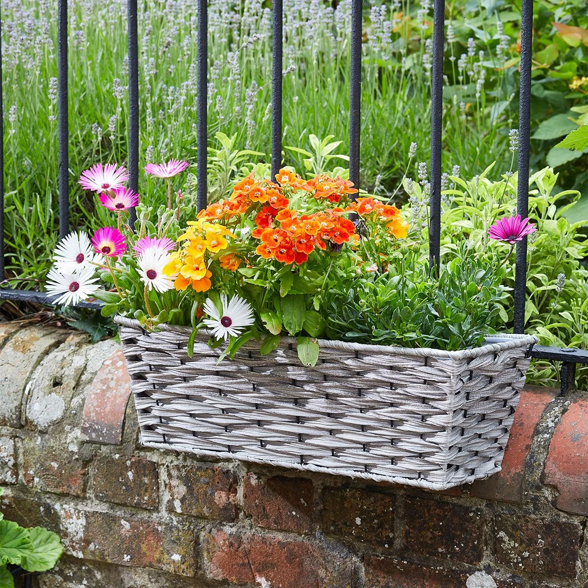 Bari Faux Rattan Planter - Soft Grey - Image 2